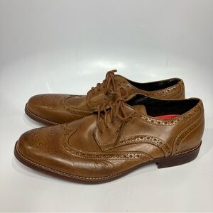 Rockport wingtip dress shoes tan brown leather‎ mens size 11 neutral business
